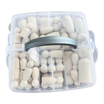 

52 Pieces Wooden Family Wooden Doll Baby Wedding Doll Decoration Baby Graffiti Wood Man Handmade Unfinished