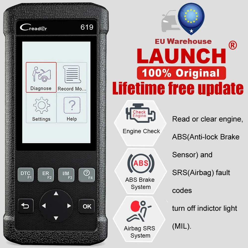 US $78.67 Launch Cr619 Obd2 Scanner Engine Abs Srs Odb2 Scan Tool MultiLanguage Launch Obdii Code Reader Car Diagnostic Tool Free Update