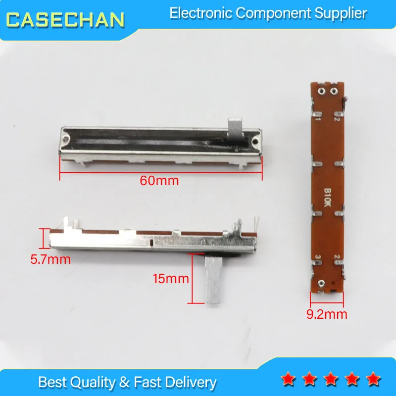 1pcs SC4521N 10KB B10K 60MM slide push-pull potentiometer mono fader / stroke 45MM mixer fader 3 foot / handle length 15MM adjustable resistor linear potentiometer trimmer potentiometer electronic components