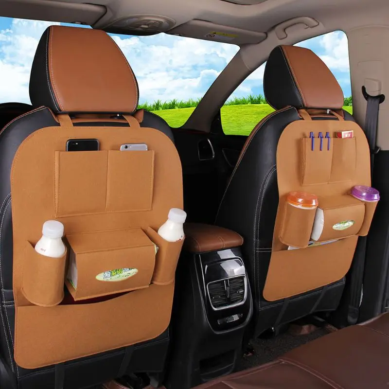 Высокая плотность нетканого Автомобиля Заднее сиденье сумка для хранения с крюком автомобиля мульти карман органайзер дети Kick протектор
