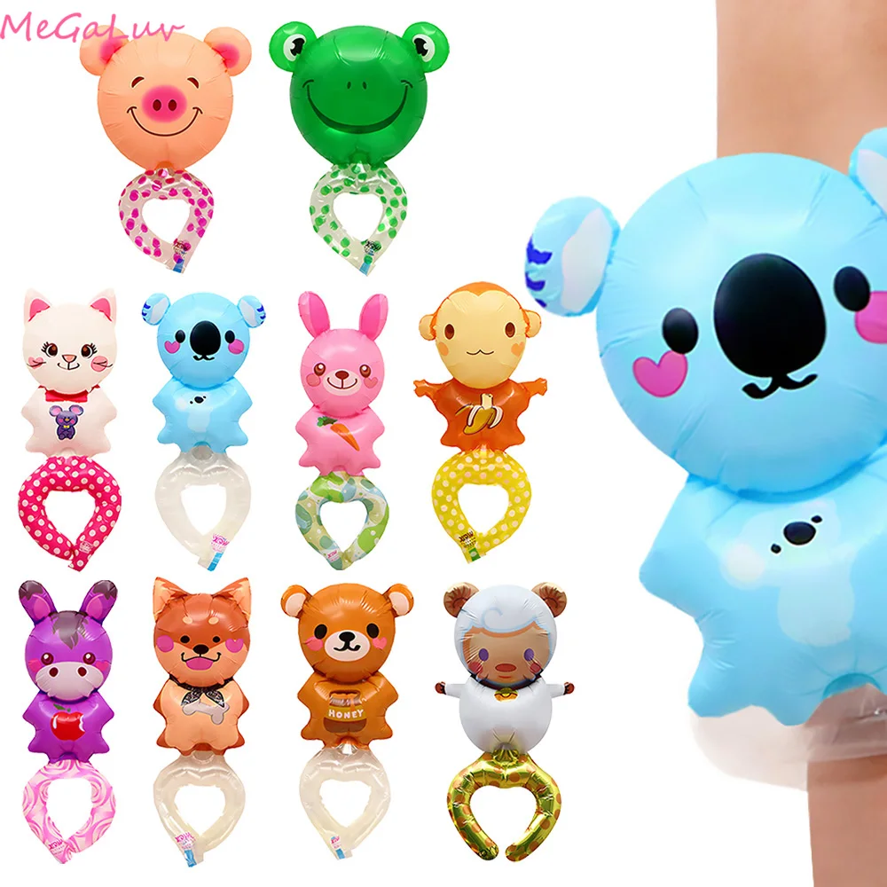 

10pcs Cartoon Animal Wrist Balloons Rabbit Sheep Monkey Hand Wearing Balloon Kids Toys Birthday Party Decoration Baby Shower