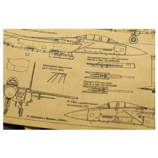Vintage F15E Sztrájk Vadászgép Mechanikus Térképtervezés Destermoration Matricák Fali Dekoráció Kraft Matrica - Image 4