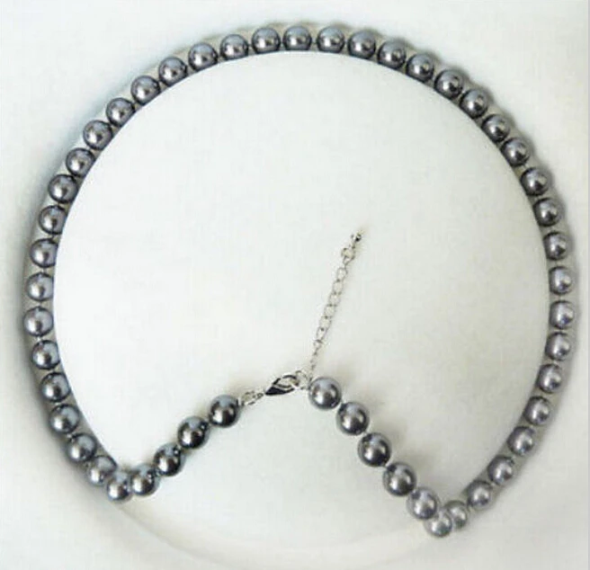 +++907 Fashion New 8mm gray Shell Pearl Round Beads Necklace 18&quot | Украшения и аксессуары