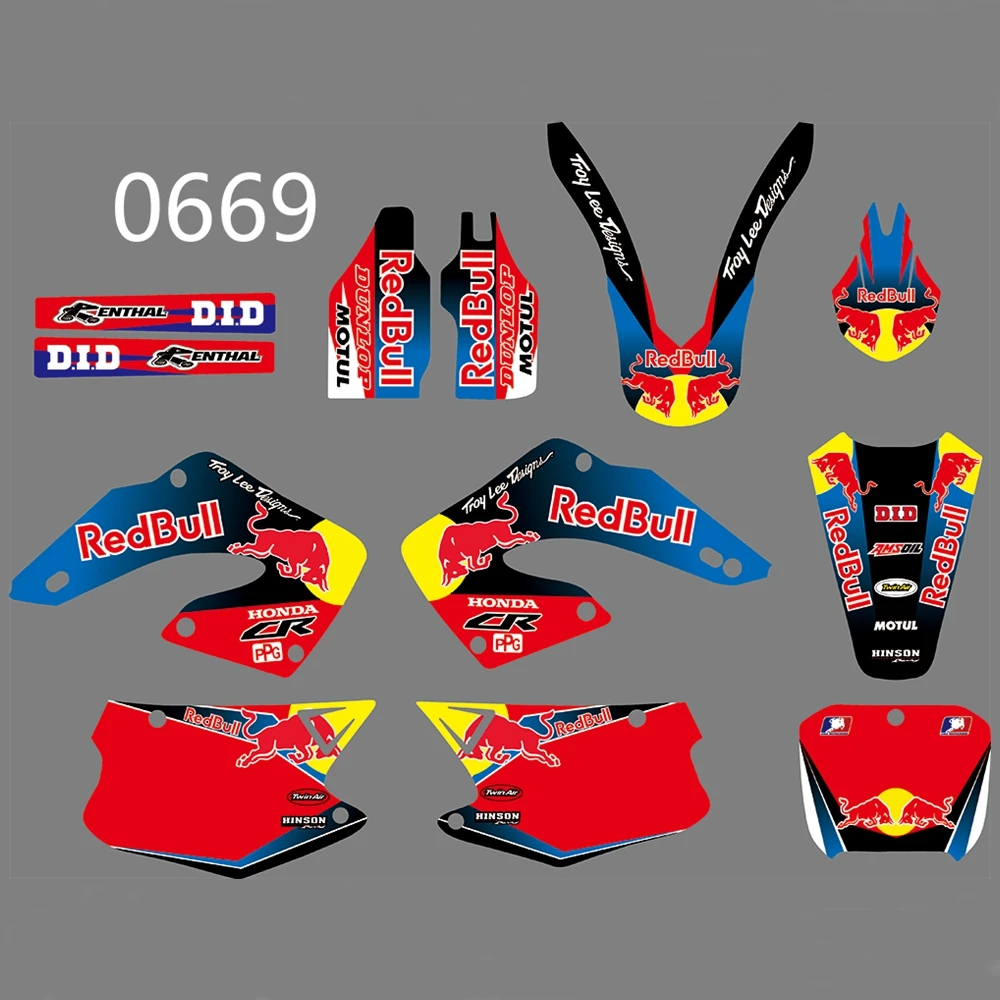 

For HONDA CR125 CR250 2000-2001 Graphics Decals Stickers Custom Number Name 3M Full Motorcycle Backgrounds Stickers Accessories