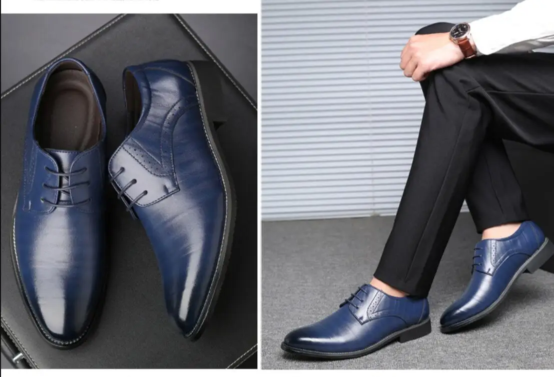 Autumn Spring Formal Shoes Men Dress Fashion Men Flats Shoes Genuine Leather Retro Pointed Toe Oxford Male Footwear Large size