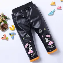 Г. Модные зимние новые теплые брюки для младенцев кожаные штаны с героями мультфильмов для девочек утолщенные плисовые джинсы для маленьких девочек От 1 до 4 лет, B6