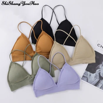 

2020 Elastic Gather Bralette Push Up Bra Summer Anti-light Korean Style Wild Bra Tube Top Sexy Wireless Triangle Bra
