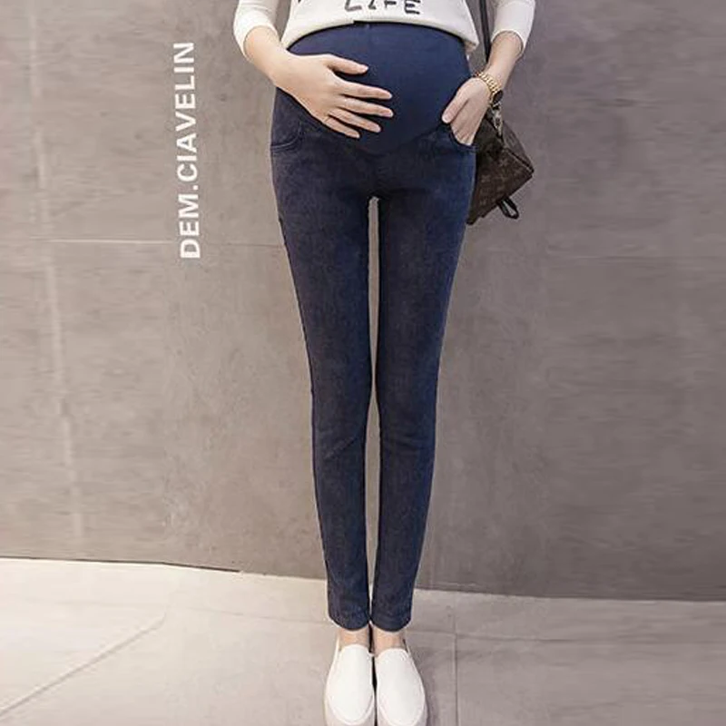 Утолщенные джинсы с эластичной резинкой на талии для беременных; брюки; Одежда для беременных женщин; Одежда для беременных