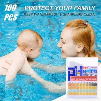 

100 PCs Universal Swimming Pool PH Tester Paper Chlorine Dip Test Strips Test Water Maintain Health Pool Cleaning Supply