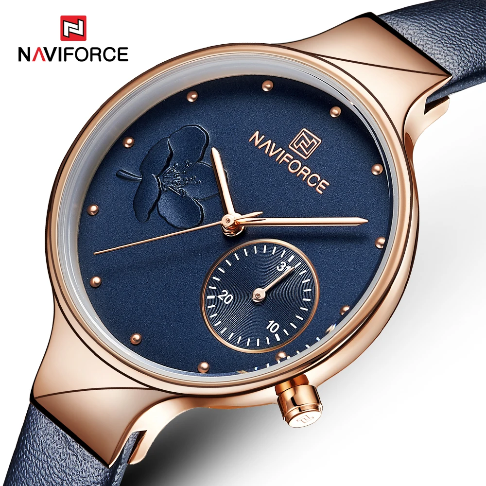 NAVIFORCE женские часы модные повседневные женские кварцевые женские водонепроницаемые часы наручные часы с кожаным ремешком datereloj mujer