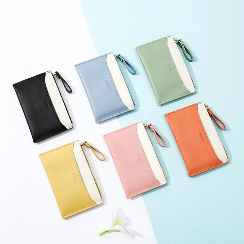 

Korean version of the multi-function card package multi-card fashion contrast color zipper change small wallet