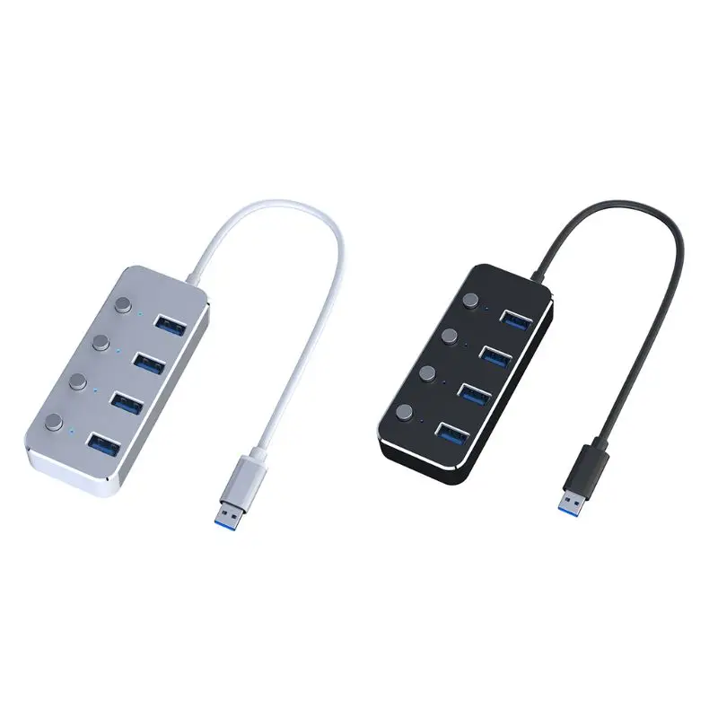 Алюминий 4 Порты и разъёмы USB 3,0 концентратор высокой Скорость USB разветвитель с индивидуальным включения/выключения