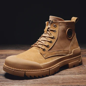 

2019 New Autumn Winter Men's Boots Plush Warm Snow Boots Leather Men Shoes Outdoor Military Boots Footwear High-Top Sneakers