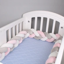 1M/2M/3M Länge Nordic Knoten Neugeborenen Stoßstange Knoten Lange Verknotet Braid Kissen Baby Bett zaun Woven Plüsch Krippe Kissen Bett Zaun