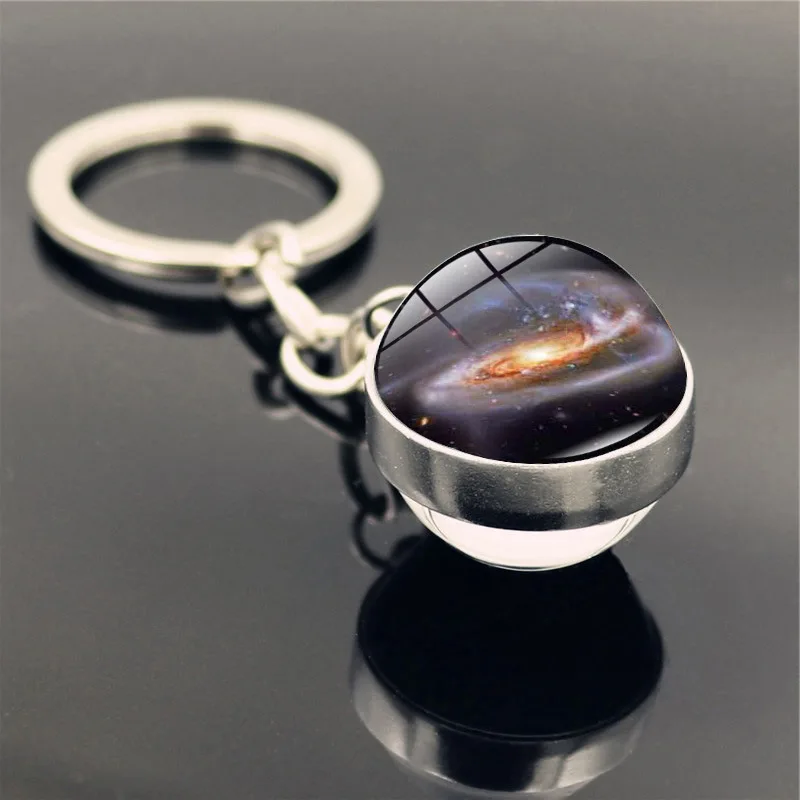 Solar System Planet Keyring Galaxy Nebula Space Keychain Moon Earth Sun Mars Art Picture Double Side Glass Ball Key Chain (8)
