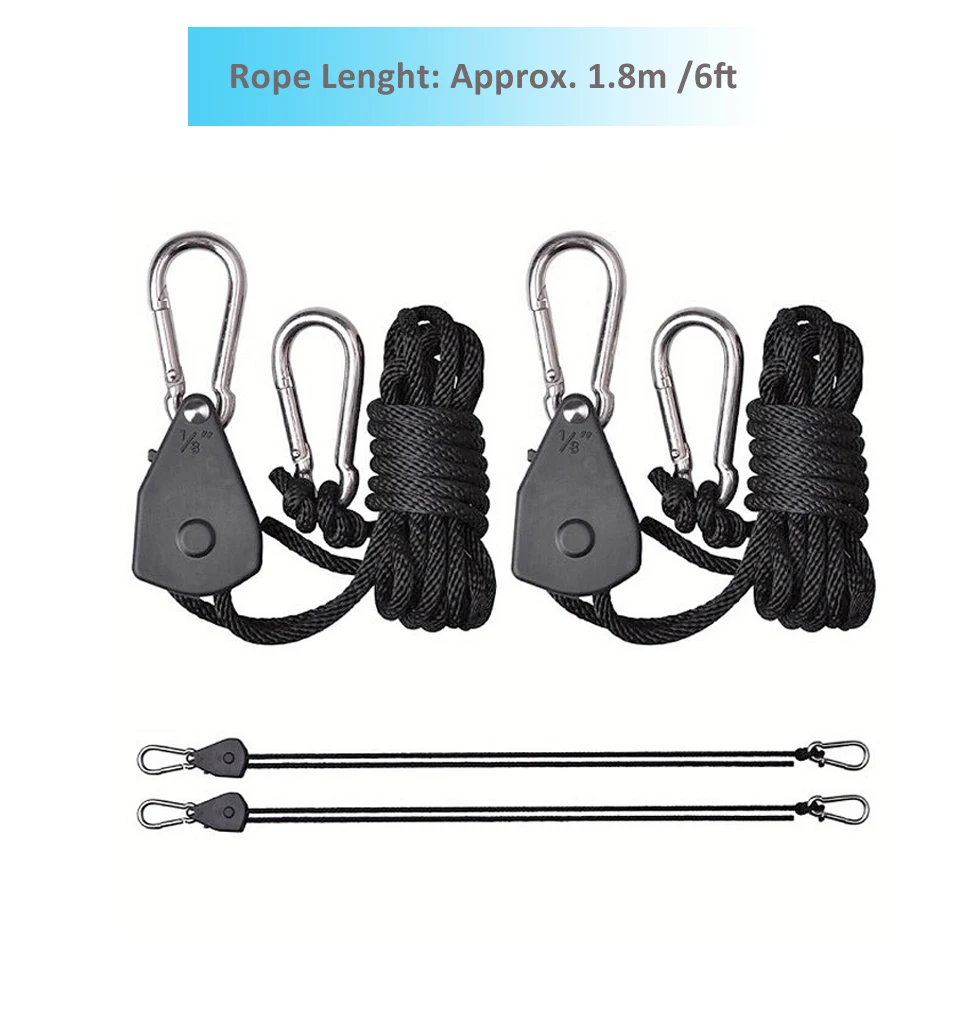 2-8PCS 1//8/" Rope Ratchet Hanger For LED Grow Light Fan Carbon Filter Hydroponic