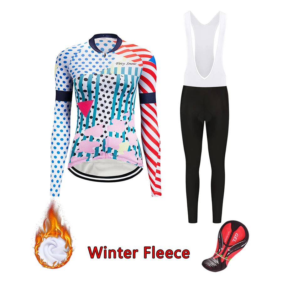 Женская зимняя теплая велосипедная одежда термо флис велосипед Джерси нагрудник набор женский трикостюм mtb велосипедная одежда спортивный костюм платье