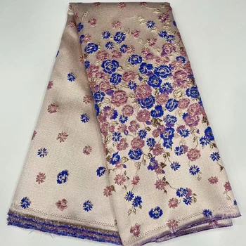 

Swiss voile lace brocade fabric bronzing colorful flower vines pattern good quality most popular newest silk and Cotton Fabric