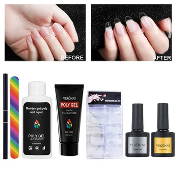 

7 Pcs/set 6 Colors Poly Gel Nail Dressing Gel Nail Polish Nail Tips Fake Nails Slip Solution