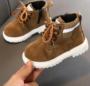

2020 Girls Martin Boots Leather Sport Shoes For Boys Children Warm Boots Fashion Soft Bottom Boys Snow Boots Kids Sneakers