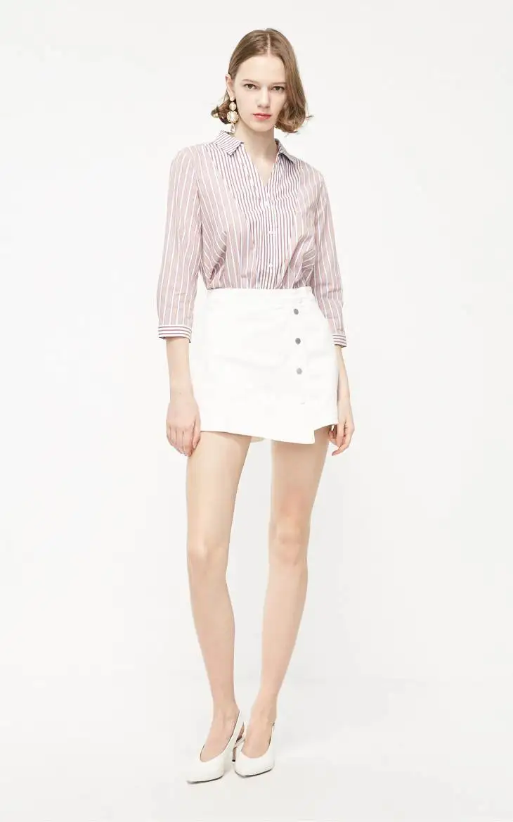 Vero Moda женская рубашка в полоску с v-образным вырезом из хлопка | 319131534