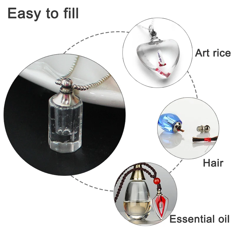 1PC Clear Crystal Vial Pendant With Ball Chain Necklace name on rice crystal vials Necklaces Wishing Bottle Pendant Necklace