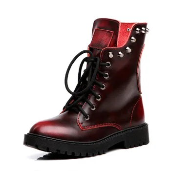 

Boots Women Winter Boots Women Shoes Woman Genuine Leather Black Martin Boots Female Motorcycle Boots Riveted Short Boots