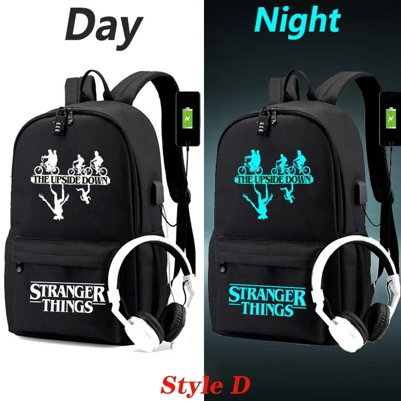 IMIDO светящиеся рюкзаки для школьников, черный рюкзак с большой вместительностью через плечо, usb зарядка, дорожные сумки - Цвет: Style D