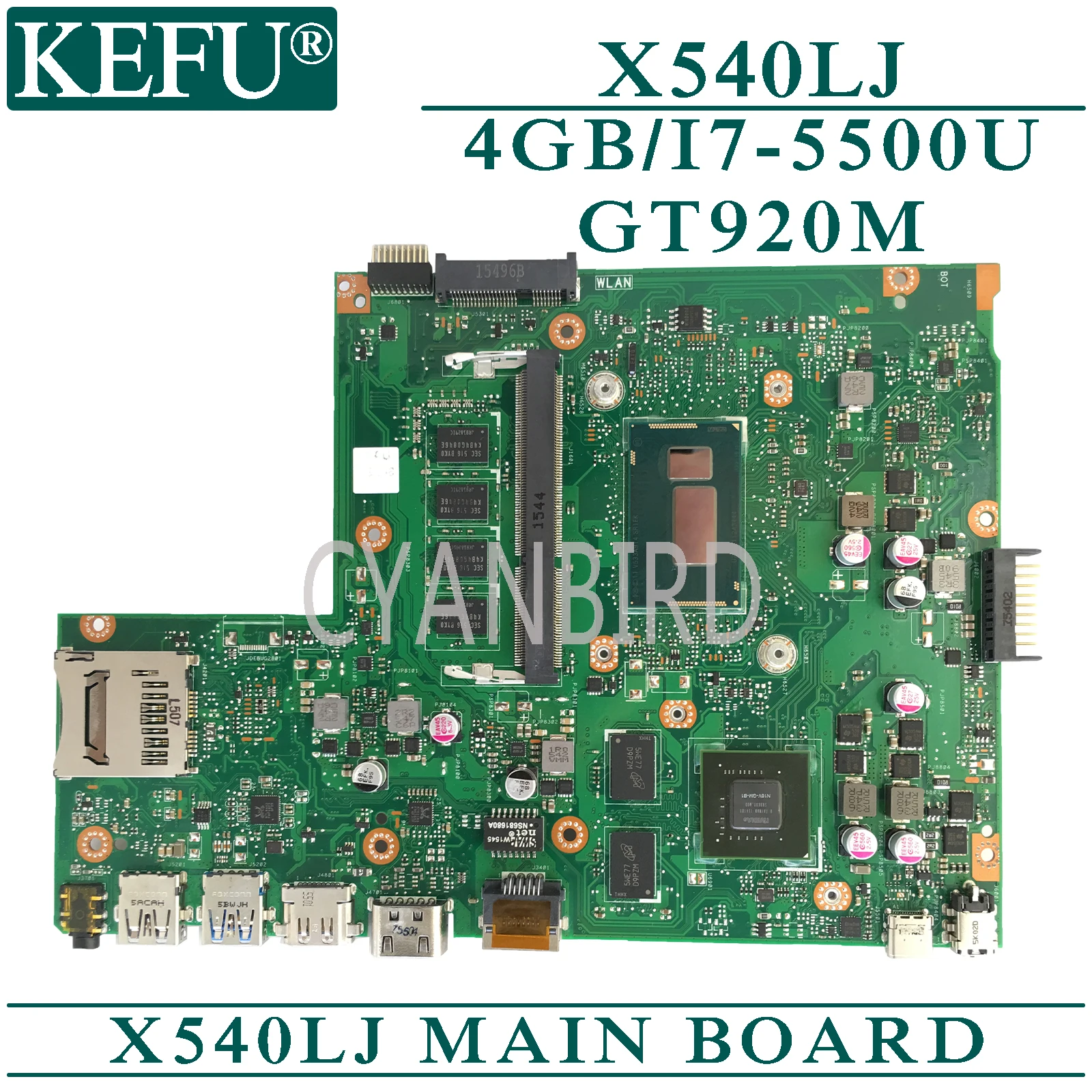 

KEFU original mainboard for ASUS X540LJ with 4GB-RAM I7-5500U GT920M Laptop motherboard