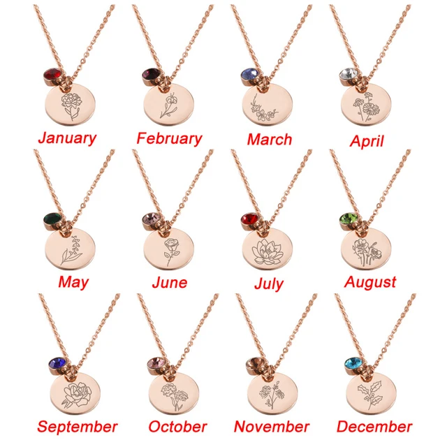 Crystal Birthstone Necklace For Women 