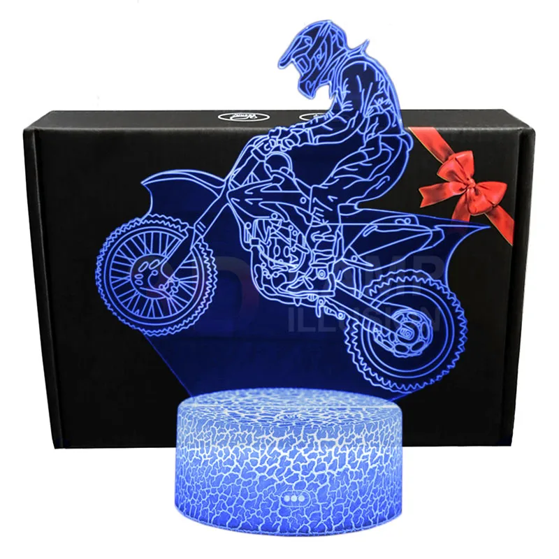 X Game Motorcycle Model 3D Table Lamp With Remote Control Room Decoration Light Motorcycle figurine Night