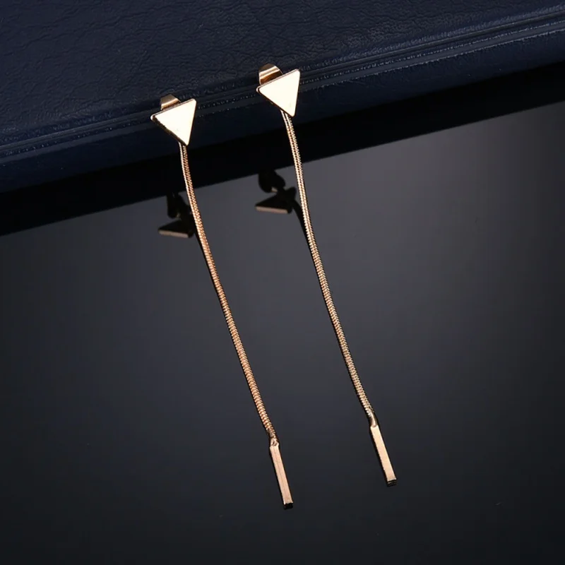 

Geometric Triangle Threader Tassel Ear Earrings Stud for Women