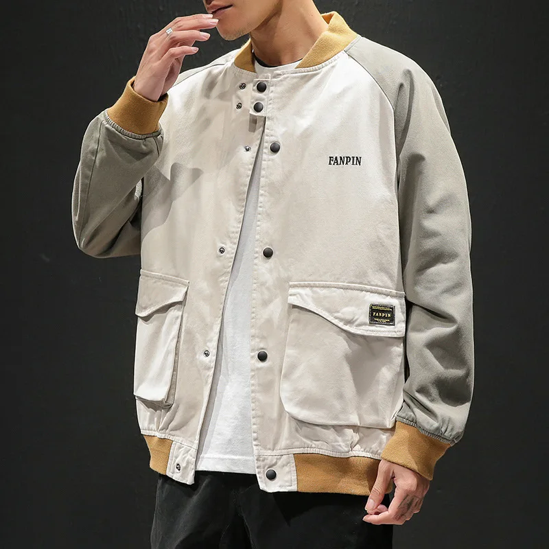 

2019 Autumn New Style Japanese-style Embroidered Baseball Collar Jacket MEN'S Outerwear Loose And Plus-sized Men'S Wear