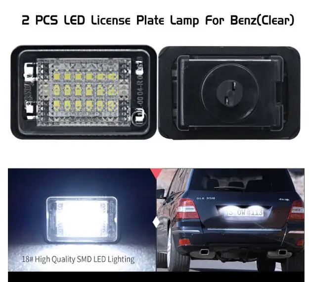 

LED License Number Plate Lamps Light For 2010-2012 Mercedes BENZ X204 GLK-Class