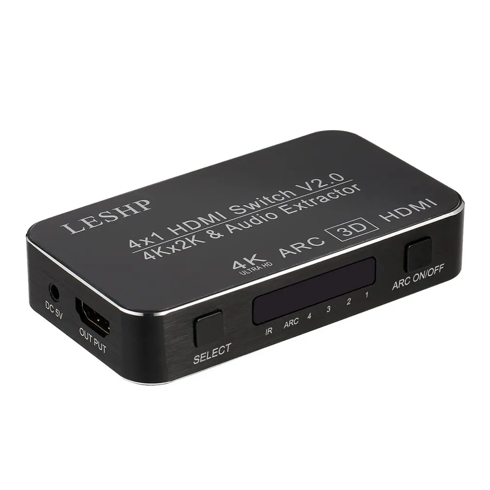 LESHP 4-портовый 4x1 мультимедийный интерфейс высокой четкости HDMI переключатель V2.0 4K x 2K ARC Full HD 1080P Sup порт s MHL светодиодный индикатор