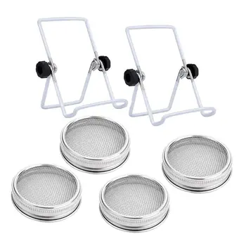 

Sprouting Stand Mason Jar Bean Sprouts Lid Cover Foldable Stainless Steel Sprouting Stands Set T8WE
