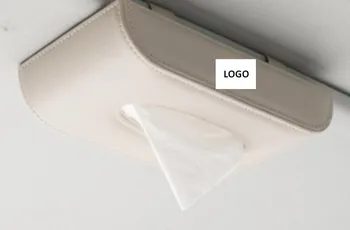 

Beige Color Car Leather Sun Visor Tissue Box Holder Removable Paper Napkin Box Fit For BMW TOYOTA LEXUS FORD NISSAN Mitsubishi