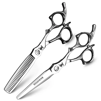 

6 Inch Japanese 440c Steel Hairdressing Scissors Silver Barber Shop Scissors Hair Cutting Thinning Shear Set