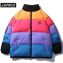 Мужские и женские зимние толстые парки в стиле хип-хоп Harajuku, ветровка с разноцветными блоками, уличная одежда, теплые куртки, пальто, верхняя одежда, топы