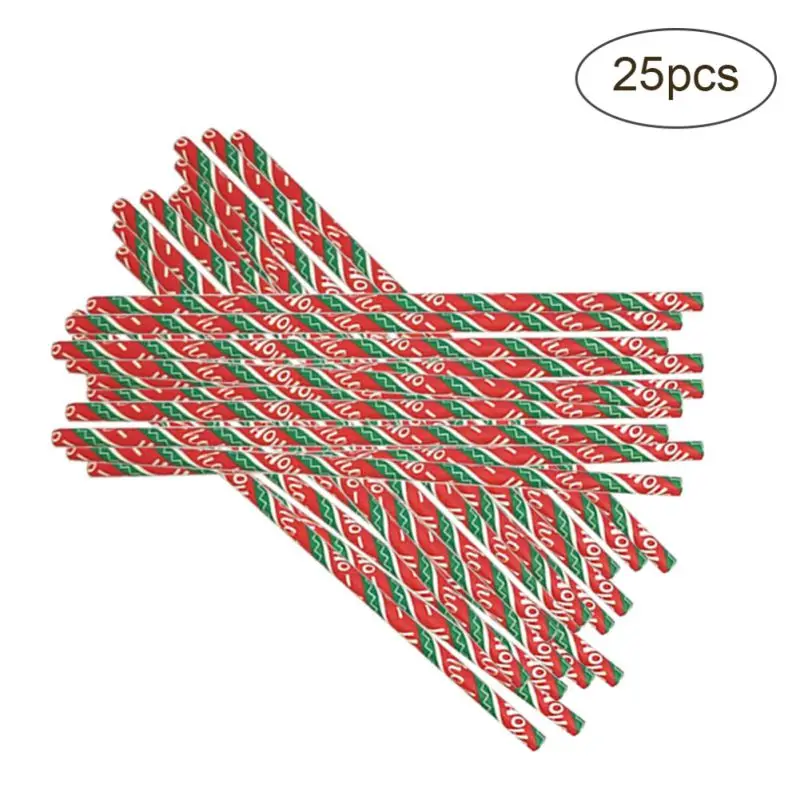 25 шт питьевой соломы одноразовые бумажные соломинки Рождество стиль соломинки посуда для напитков вечерние украшения - Цвет: A6