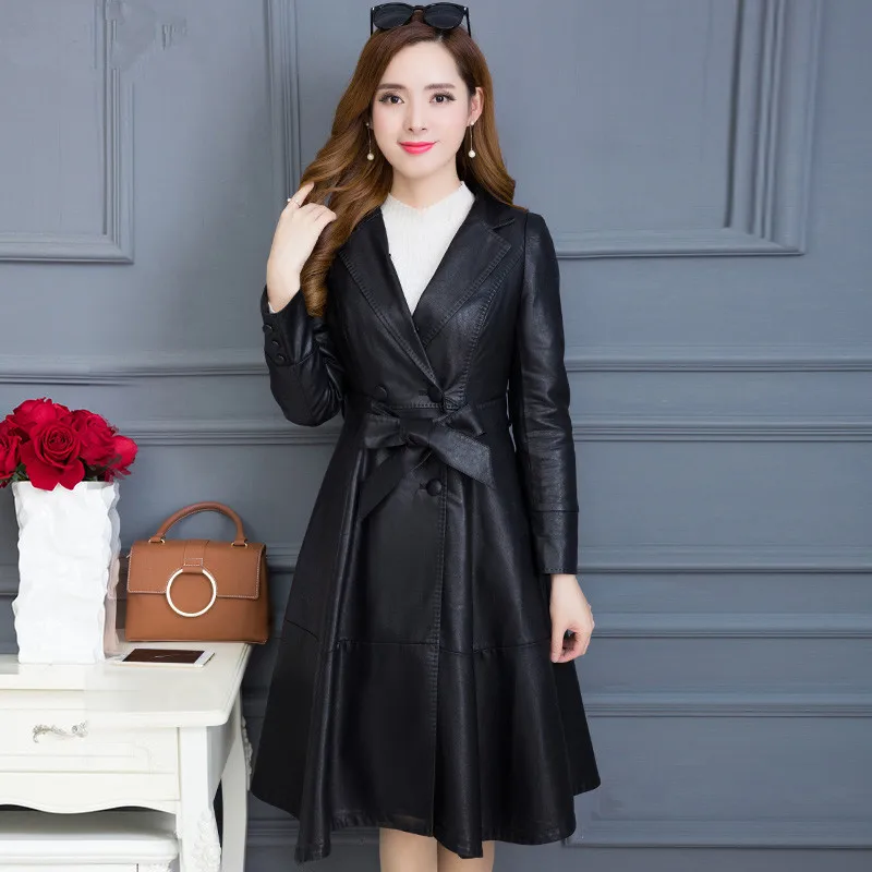 

KMETRAM Leather Jacket Women Clothes 2019 Spring Autumn Jacket Women Long Coat Female Streetwear Windbreaker Plus Size MY4284