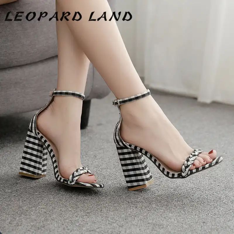 Plaid chunky heels Clearance