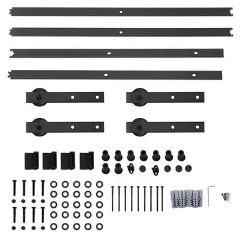 

12FT 366cm Sliding Barn Door Rail Set Double Door Splicing Regular Carbon Steel Barn Door Hanging Rail Hardware Tool