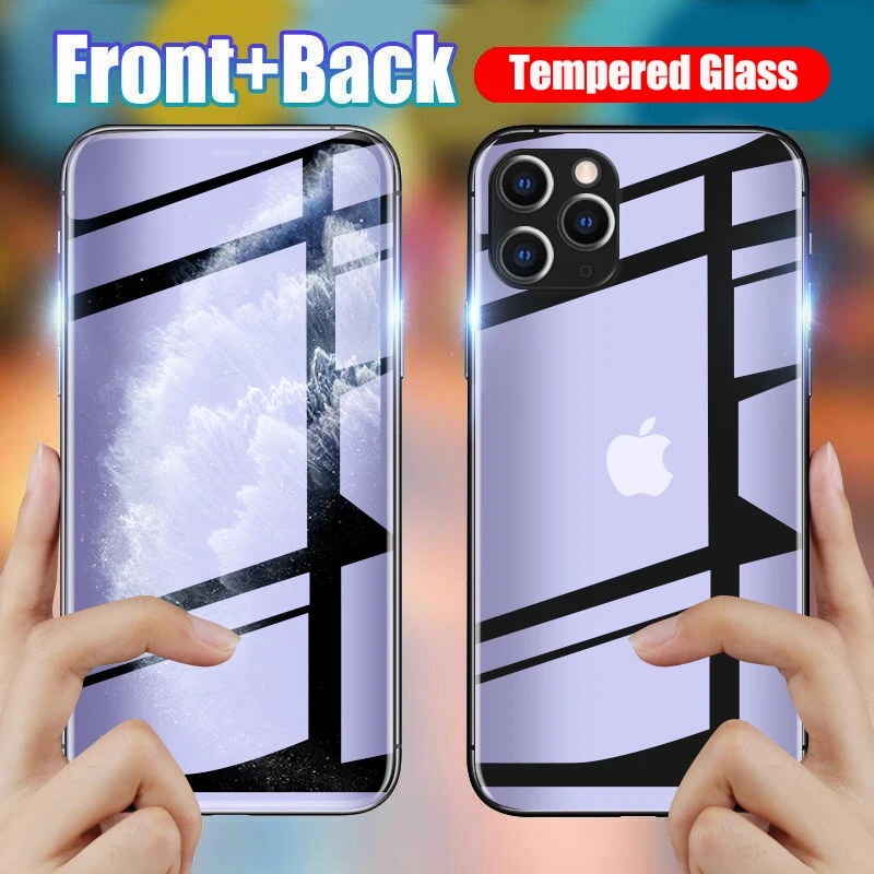 

Front & Back Protective Tempered Glass For iPhone 11 Pro Max 6 7 8 6S Plus Screen Protector For iPhone XR X XS Max SE 5 5S Cover