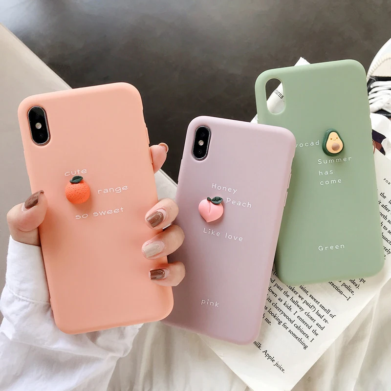 

moskado 3D Peach Phone Cover For iPhone X XR XS MAX 7 8 7Plus 6S Plus Cute Fruit Avocado Soft TPU Back Cover For iPhone 11 Case
