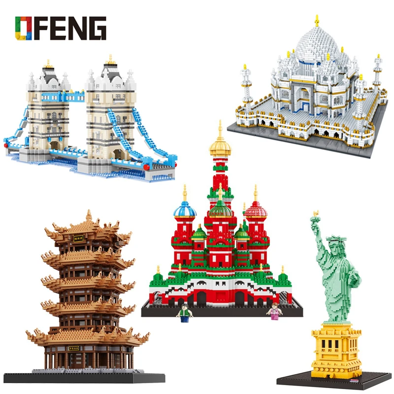

City Compatible Architecture mini Building Blocks World Famous Architectural Model Statue Liberty Collection Toys child Gifts