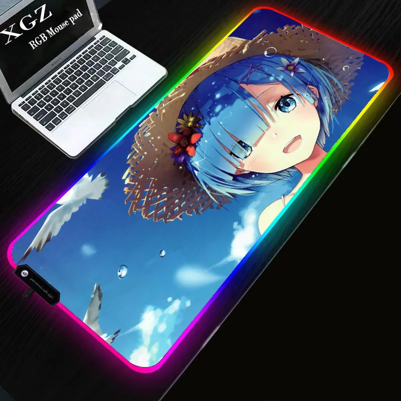Игровой коврик для мыши XGZ Re Zero в стиле аниме девочек большой игровой RGB с