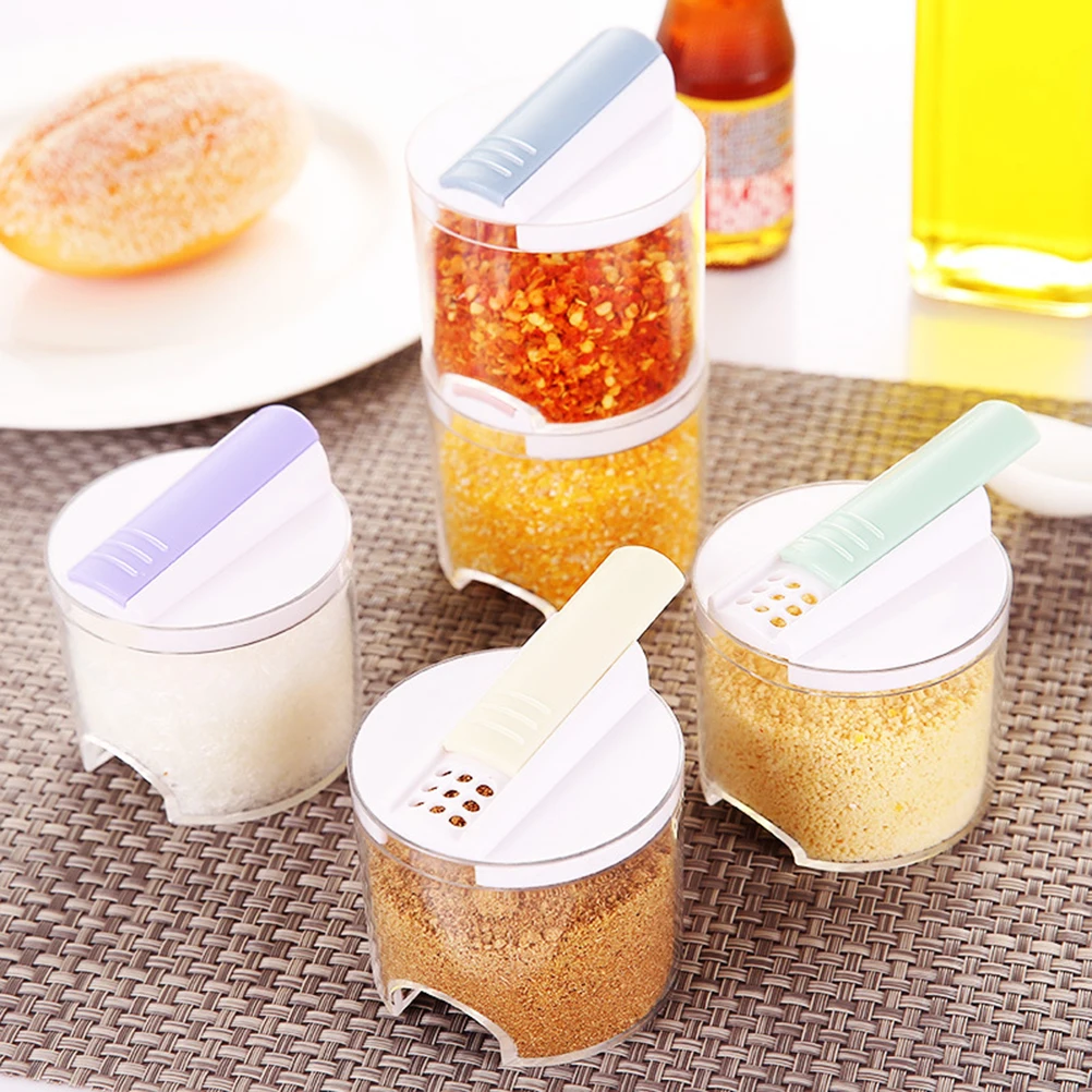 

Set of 5 Packs Seasoning Shaker Condiment Storage Container Salt Pepper Spice Sugar Shaker