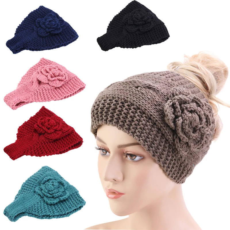 

Flower Wool Warm Headbands for Women Autumn Winter Hair Accessories Turban Cap Girls Hair Bands Head Bands Fashion Headwear Gift