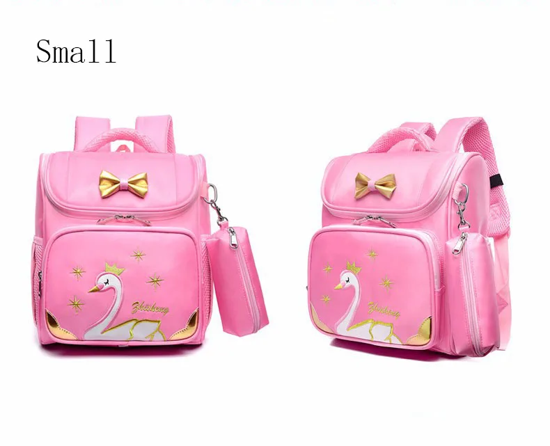 Small Pink Ортопедические школьные сумки для девочек, рюкзаки с лебедем, Детские От 6 до 9 лет, рюкзак для начальной школы, розовый ранец принцессы для девочек, mochila escolar - Цвет: Small Pink